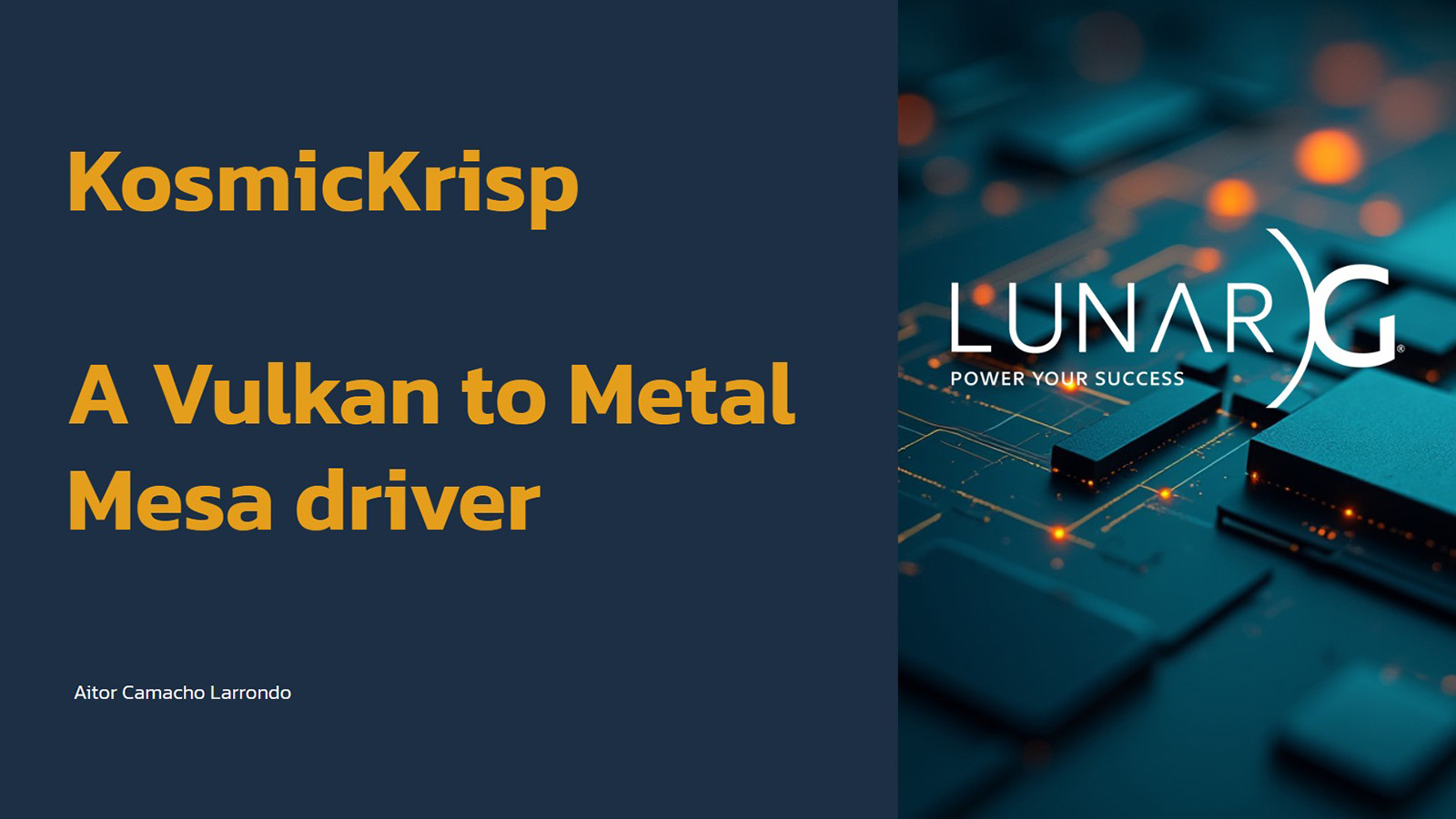Download the XDC 2025 presentation, "KosmicKrisp - A Vulkan to Metal Mesa Driver"