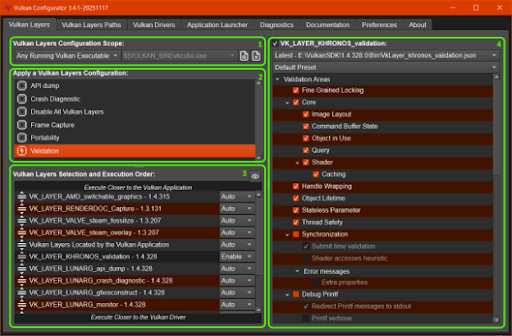 Vulkan Configurator Screen Shot